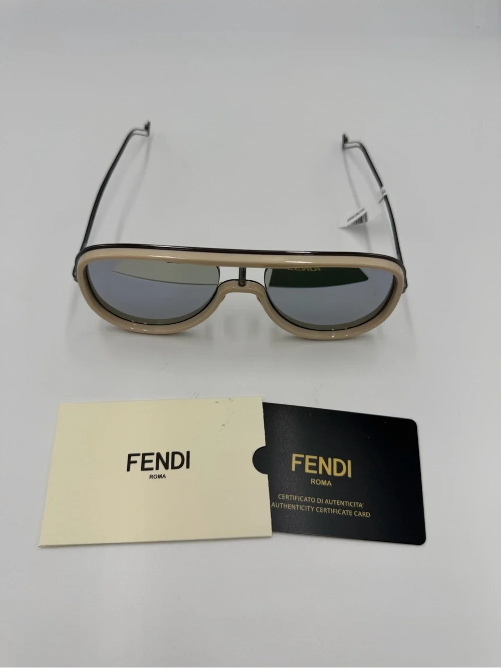 RARE Authentic Fendi FF M0068/S 0BK White Silver 57MM Aviator Sunglasses